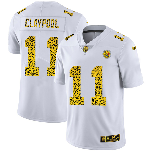 Men's Pittsburgh Steelers #11 Chase Claypool White NFL 2020 Leopard Print Fashion Limited Stitched Jersey Men's Pittsburgh Steelers #11 Chase Claypool White NFL 2020 Leopard Print Fashion Limited Stitched Jersey